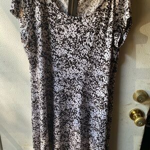 Michael Kors Black and White Floral Midi Dress